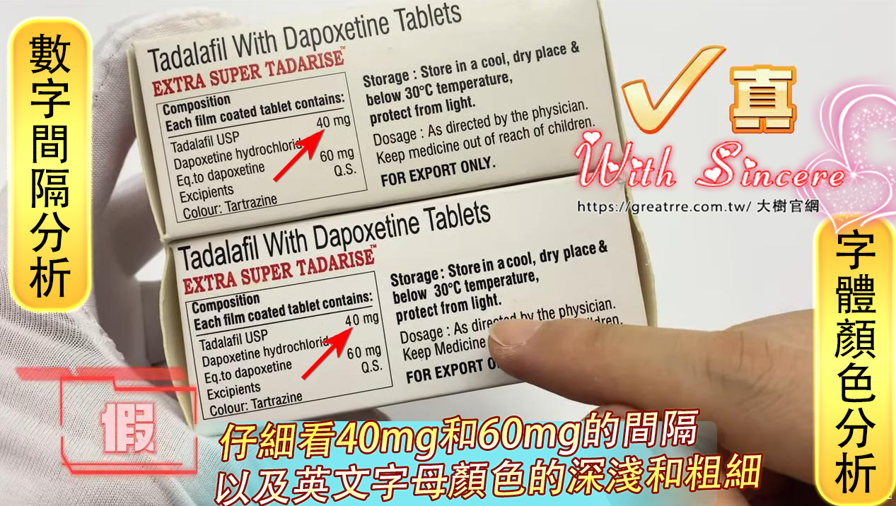 雙效犀利士的正品成分為他拉達非40mg與達泊西汀60mg